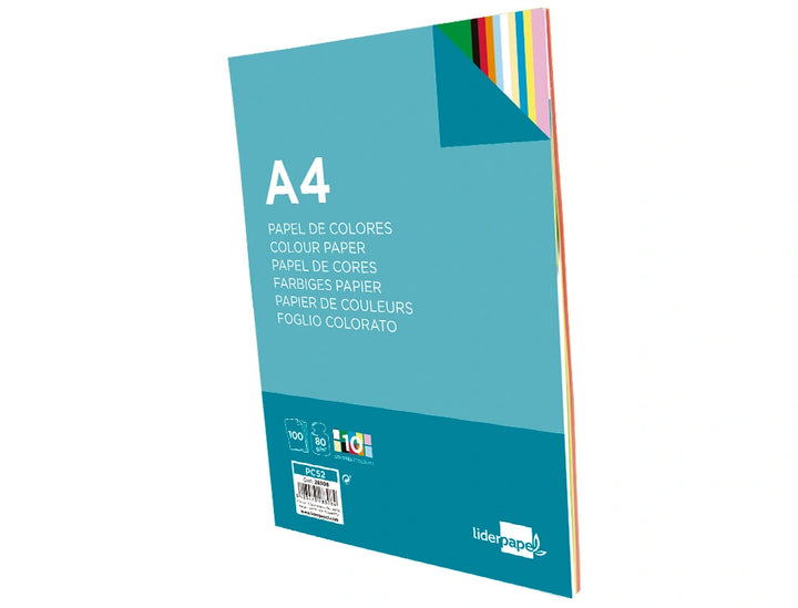 LIDERPAPEL - Papel Color A4 80g/M2 10 Colores Surtidos Paquete de 100