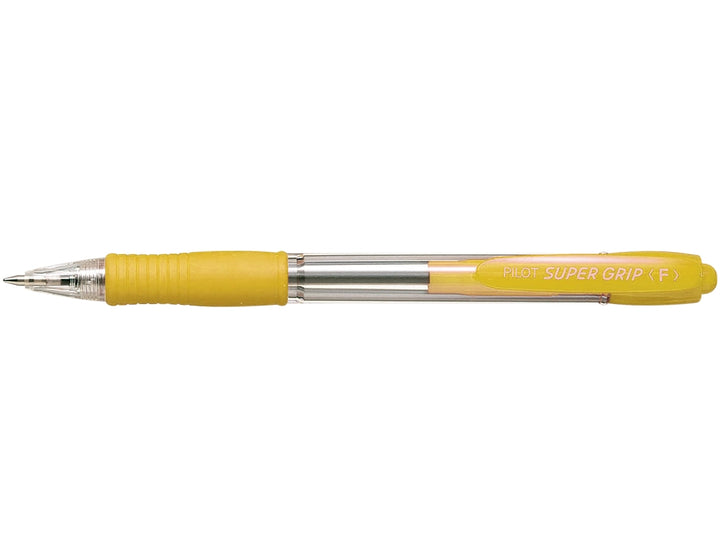 PILOT - Caja de 12 Bolígrafos Super Grip Retráctil de Punta Media Tinta en Aceite. Amarillo
