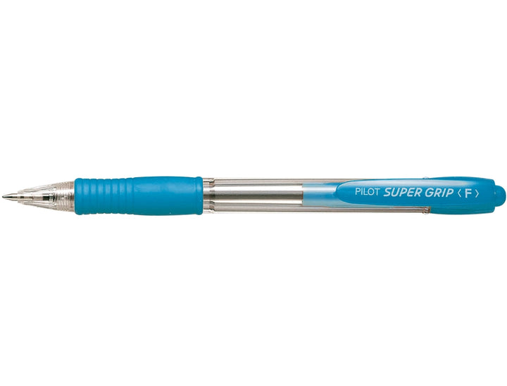 PILOT - Caja de 12 Bolígrafos Super Grip Retráctil de Punta Media Tinta en Aceite. Celeste