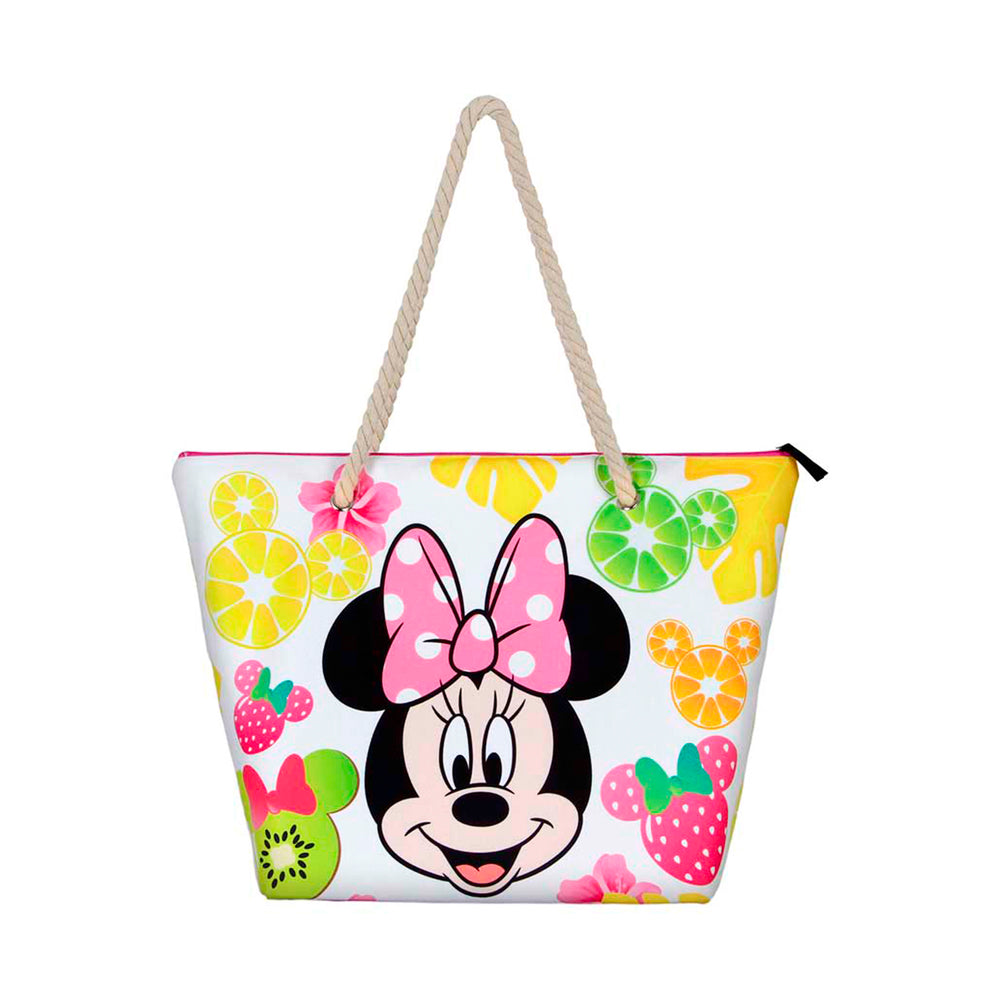 KARACTERMANIA - Bolsa de Playa Soleil con Neceser de Regalo. Minnie Mouse Fruits