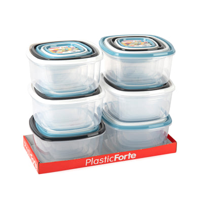 Plastic Forte Urban - Set de 5 Recipientes Cuadrados para Alimentos. Surtido