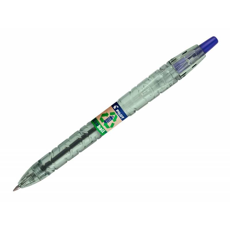 PILOT Ecoball - Bolígrafo Retráctil con Tinta Aceite. Fabricación 86% Plástico Reciclado. Azul