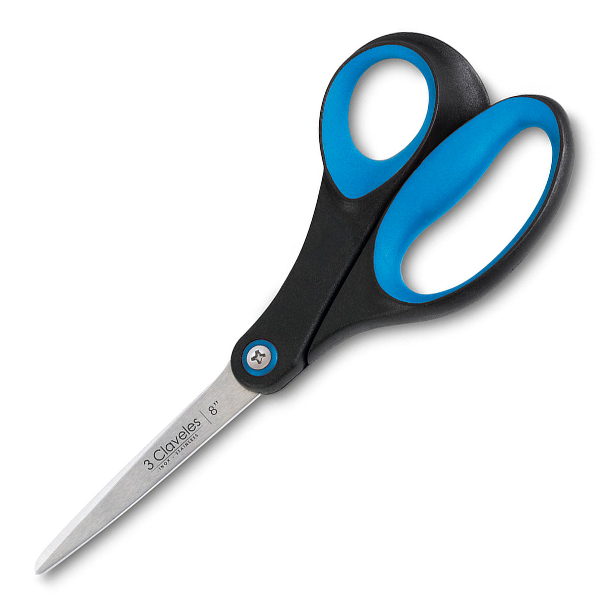 3 Claveles - Tijera de Cocina Micro Dentada 8" 20 cm. Acero Inoxidable y Mango Soft Grip