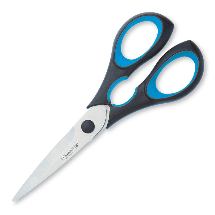 3 Claveles - Tijera de Cocina Ergo Micro Dentada 8" 20 cm. Acero Inox. y Mango Soft Grip