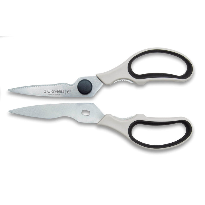 3 Claveles - Tijera de Cocina Multifunción Desmontable 8" 20 cm. Acero Inox. Mango ABS