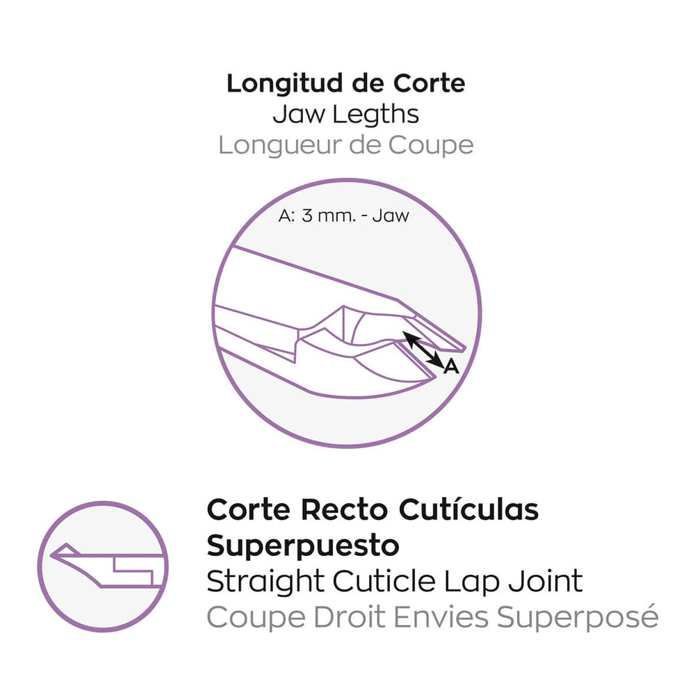 3 Claveles - Alicate para Cutículas 10 cm Corte 3 mm. Acero al Carbono Forjado en Caliente