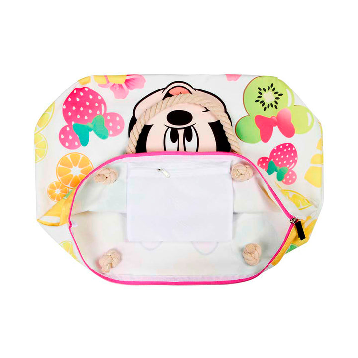 KARACTERMANIA - Bolsa de Playa Soleil con Neceser de Regalo. Minnie Mouse Fruits