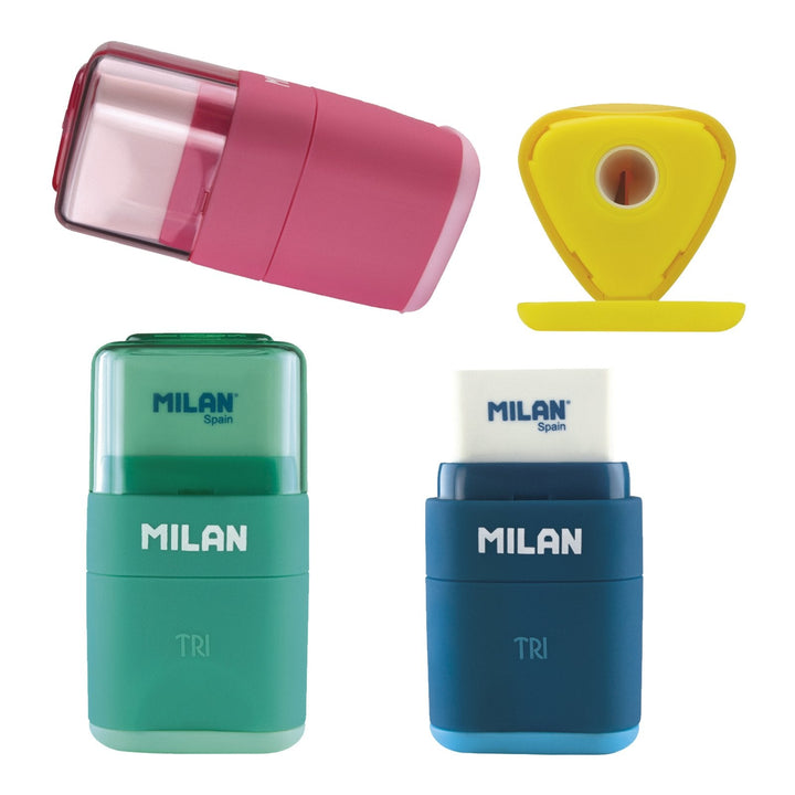 Milan 4700116 - Afilaborra, Combinación de Goma y Sacapuntas. Colección TRI