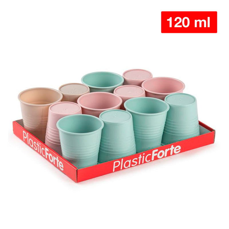 Plastic Forte - Lote de 6 Vasos de Agua de 120 ml Reutilizables. Ideal Fiestas. Rosa