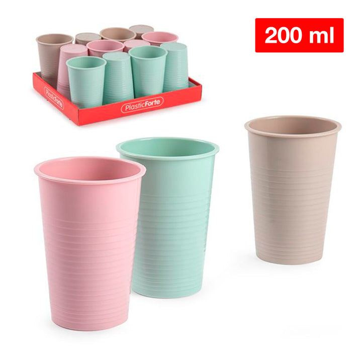 Plastic Forte - Lote de 6 Vasos de Agua de 200 ml Reutilizables. Ideal Fiestas. Verde