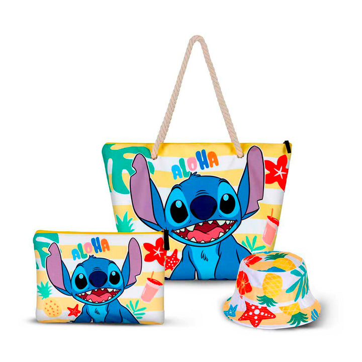 KARACTERMANIA - Bolsa de Playa Soleil con Neceser de Regalo. Lilo y Stitch Sun