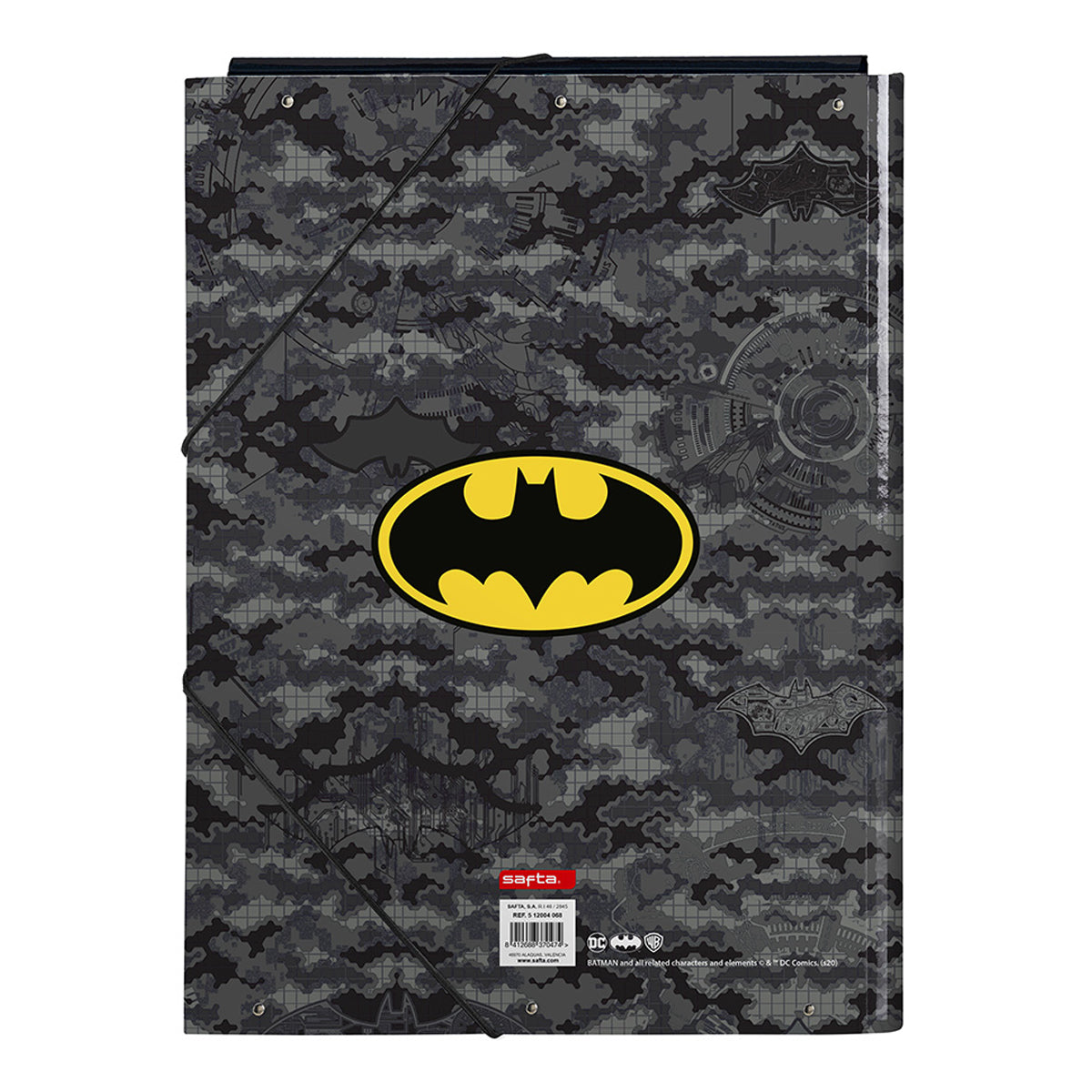 SAFTA Batman - Carpeta A4 con 3 Solapas y Cierre de Goma, Modelo Nigth