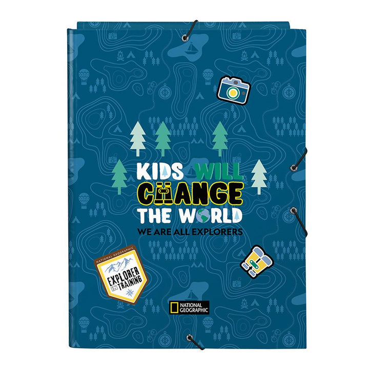 SAFTA National Geographic - Carpeta A4 con 3 Solapas y Cierre de Goma, Modelo Explorer
