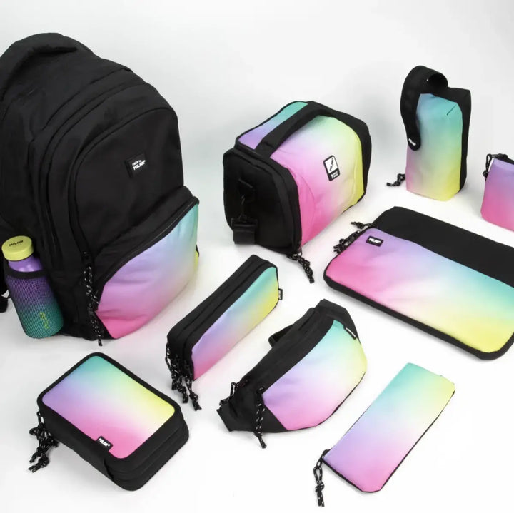 MILAN - Kit de 4 Estuches con Contenido de 31 Piezas de Material Escolar. Sunset Negro