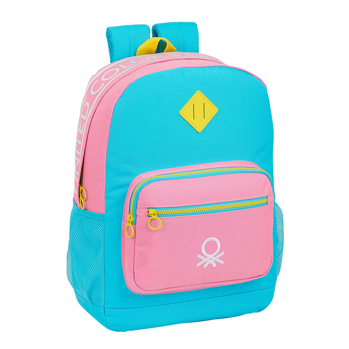 SAFTA Benetton - Mochila Escolar de Gran Capacidad con Divisor para Portátil, Color Block