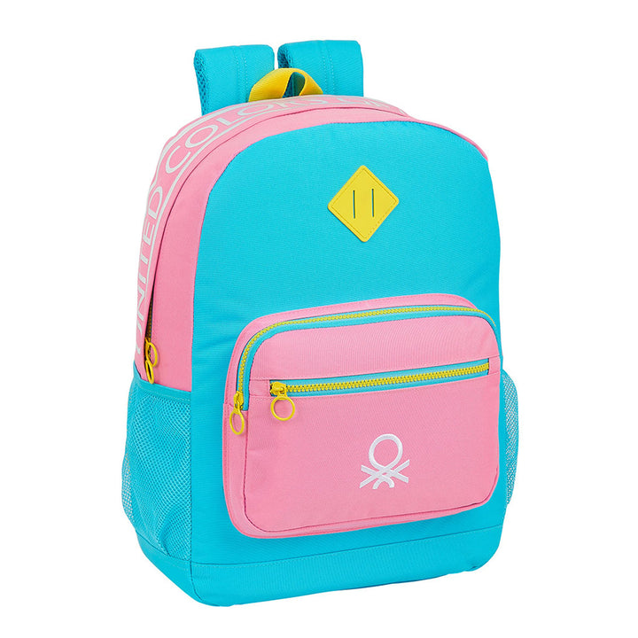 SAFTA Benetton - Mochila Escolar de Gran Capacidad con Divisor para Portátil, Color Block