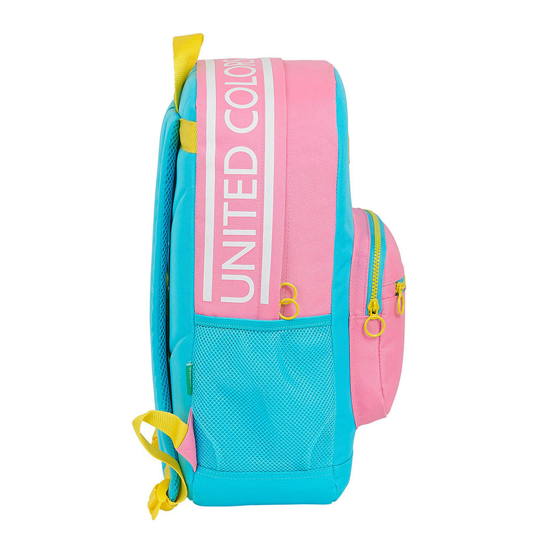 SAFTA Benetton - Mochila Escolar de Gran Capacidad con Divisor para Portátil, Color Block