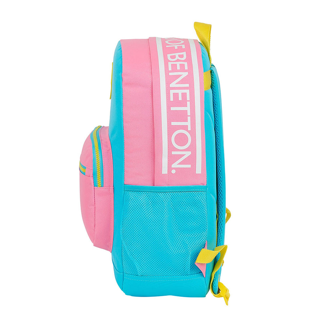SAFTA Benetton - Mochila Escolar de Gran Capacidad con Divisor para Portátil, Color Block