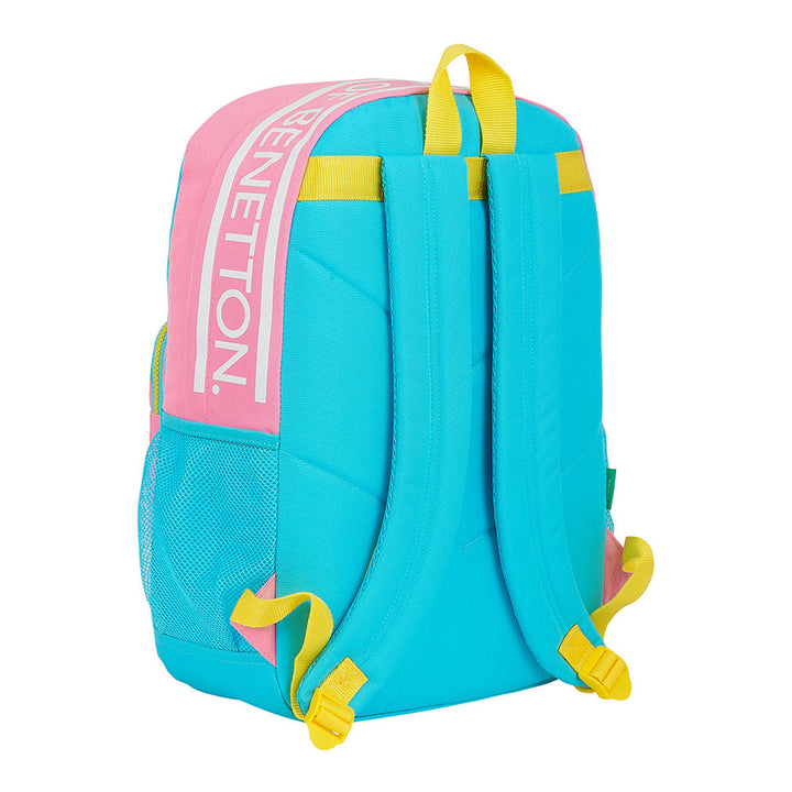 SAFTA Benetton - Mochila Escolar de Gran Capacidad con Divisor para Portátil, Color Block
