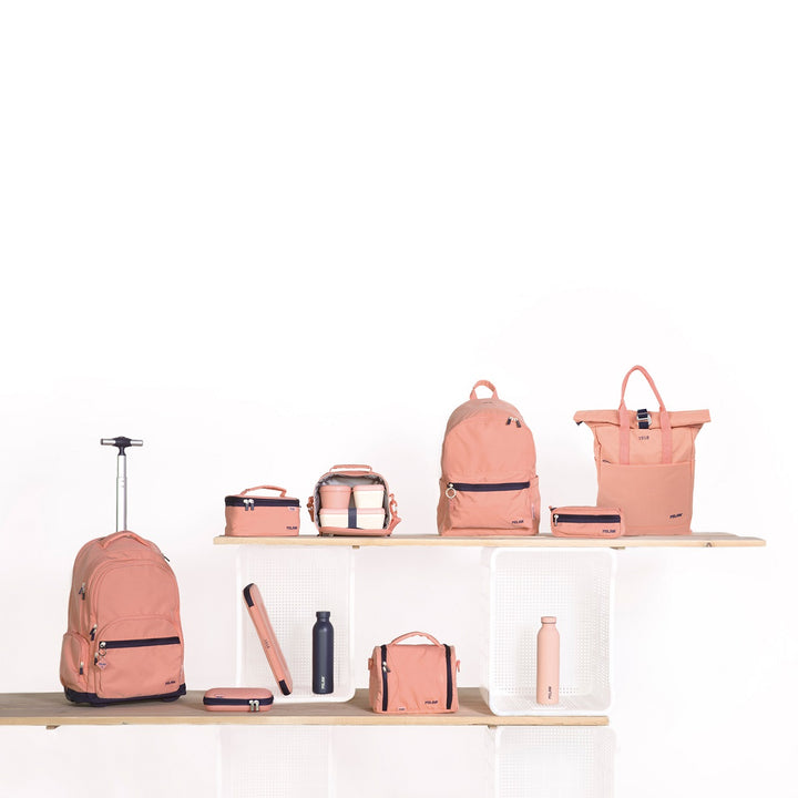 MILAN - Mochila Escolar con Ruedas y 6 Cremalleras, Acolchada y para Portatil. 1918 Rosa