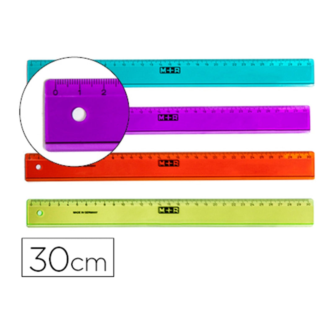 M+R - Regla de Plástico con Base Biselada, 30 cm