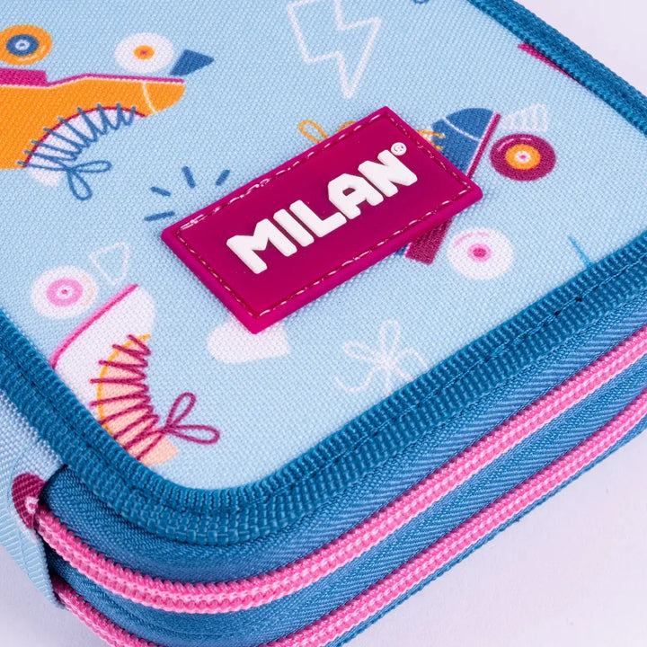 MILAN - Plumier de 2 Pisos con Cremallera y Contenido de 36 Piezas. Colección Roller 2