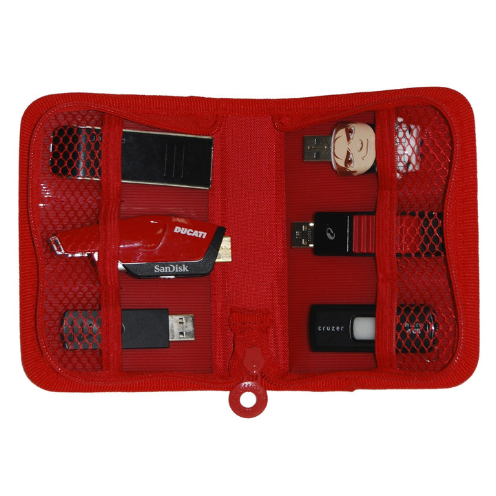 Estuche Porta USB Con 6 Compartimentos. Color Azul