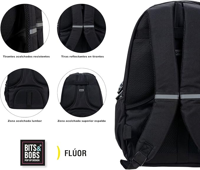 Grafoplás Fluor - Mochila Escolar 3 Cremalleras con Divisor para Portátil. Adaptable Carrito. Verde