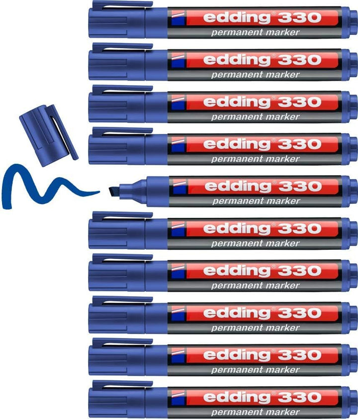 Edding 330 - Rotulador Marcador Permanente Azul Punta Biselada 1-5 mm Recargable
