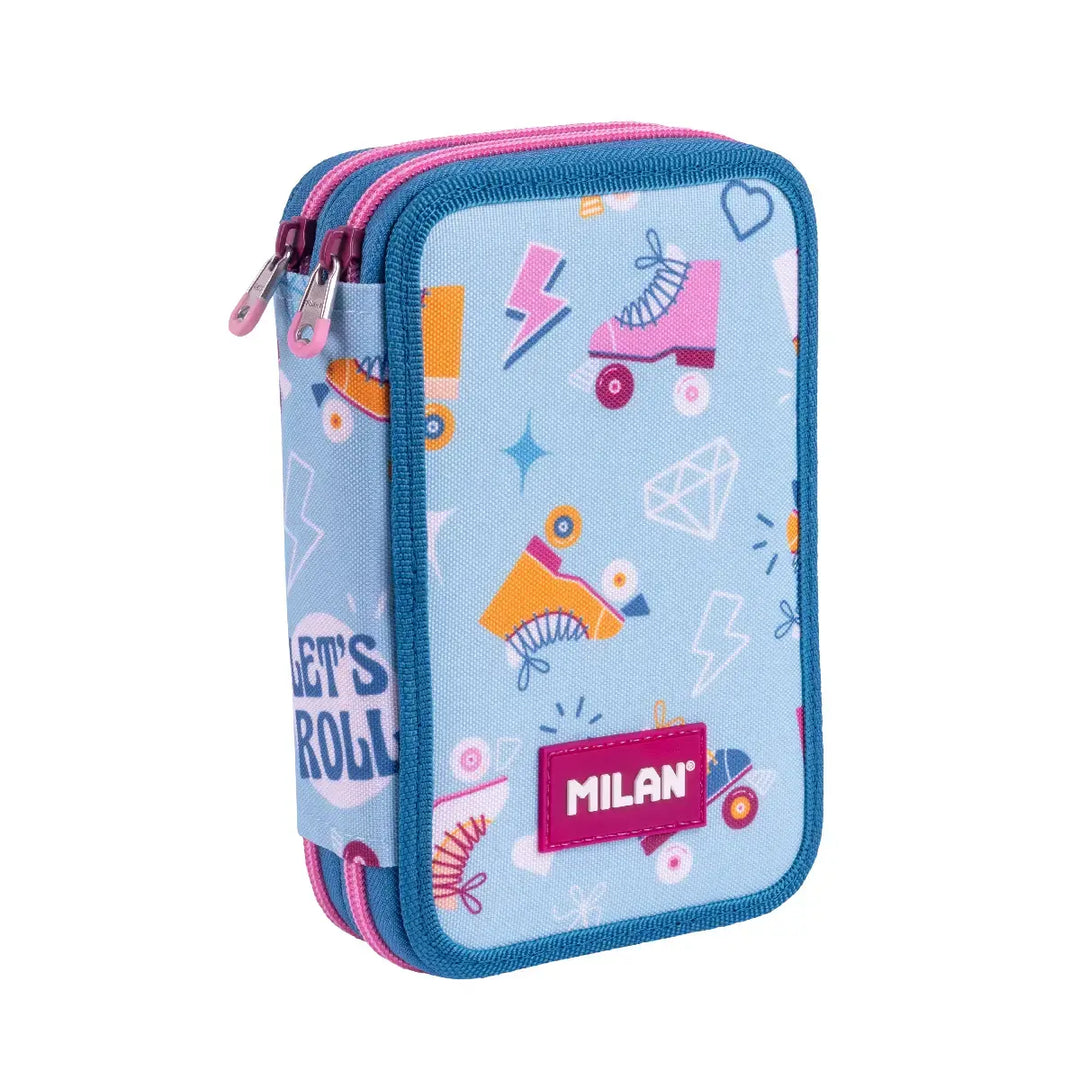 MILAN - Plumier de 2 Pisos con Cremallera y Contenido de 36 Piezas. Colección Roller 2
