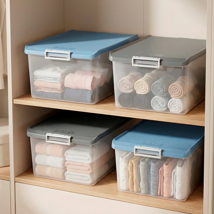 TATAY - Caja de Ordenación Multiusos de 35L con Cierre Hermético y Asas de ABS. Gris