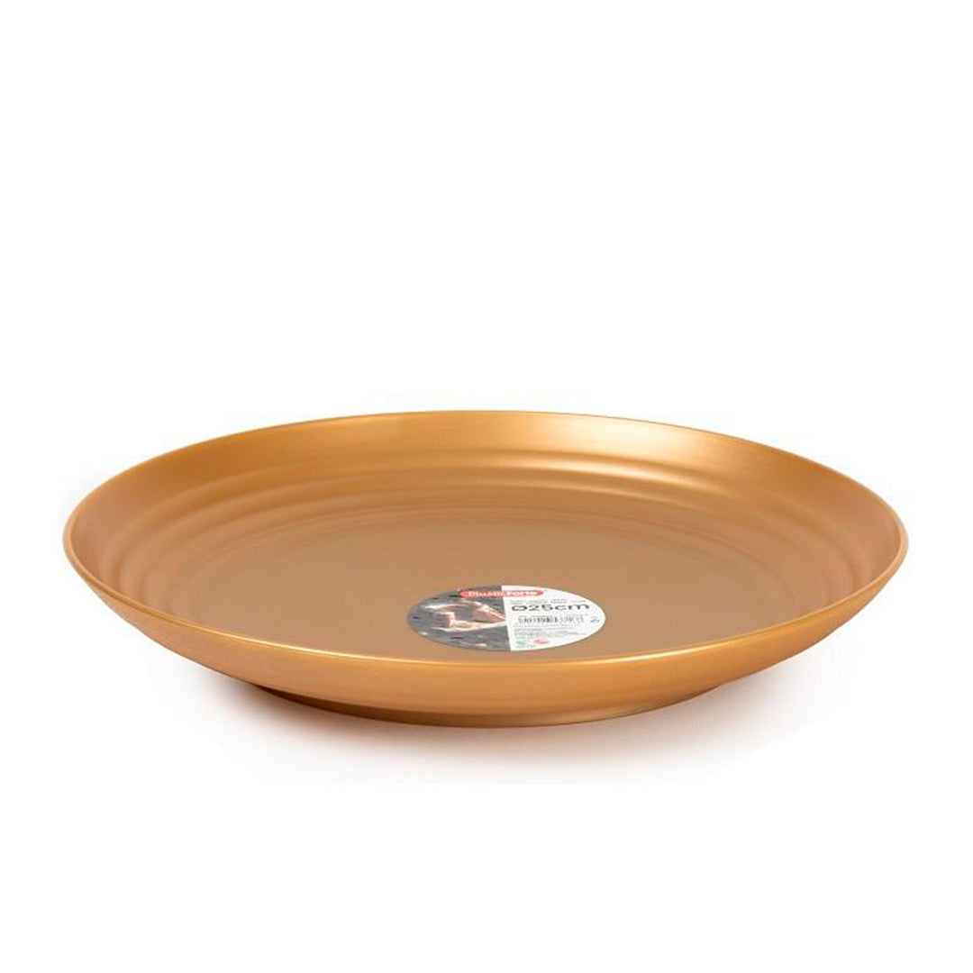 Plastic Forte - Plato Classic Llano 25 cm Reutilizable. Ideal Fiestas. Oro