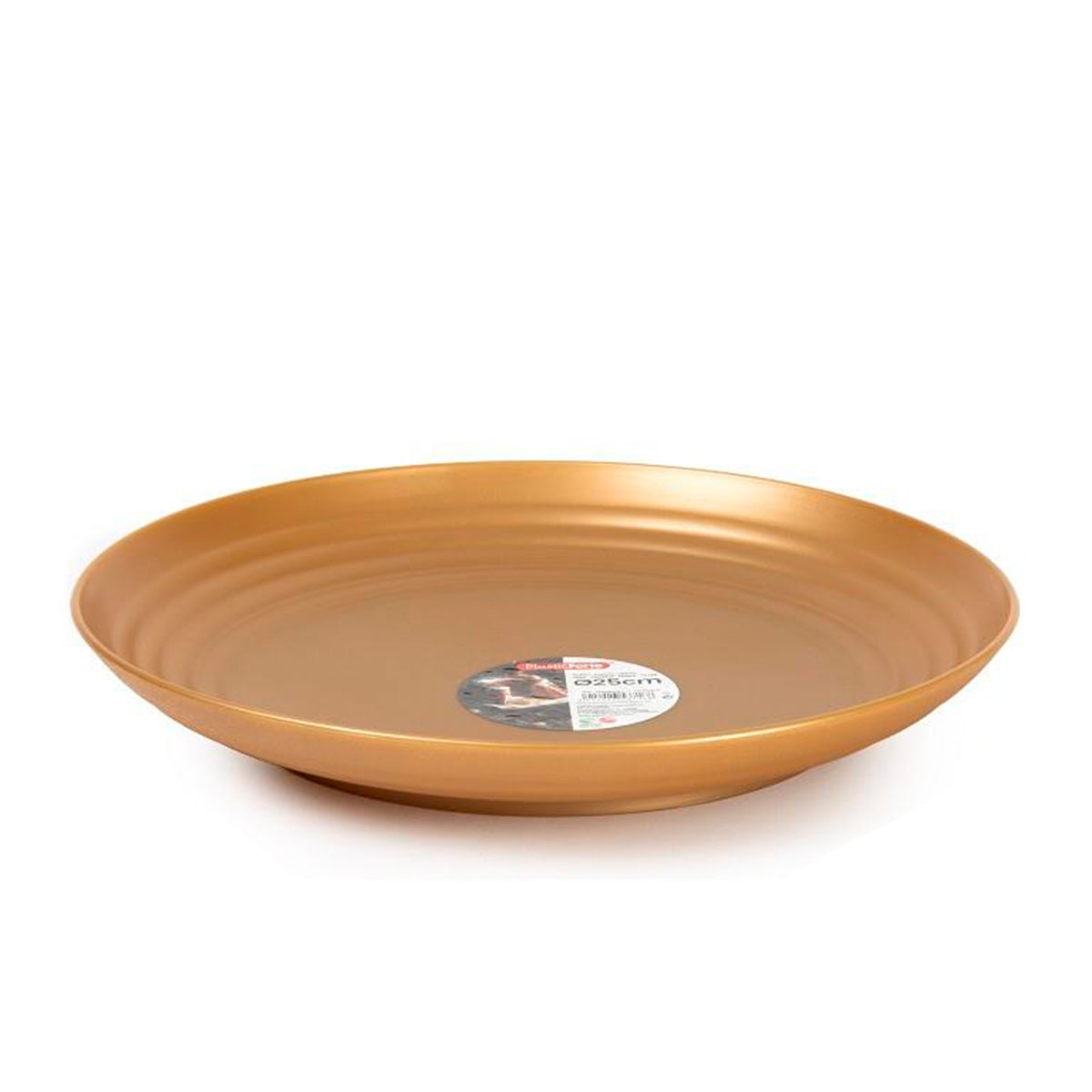 Plastic Forte - Plato Classic Llano 25 cm Reutilizable. Ideal Fiestas. Oro