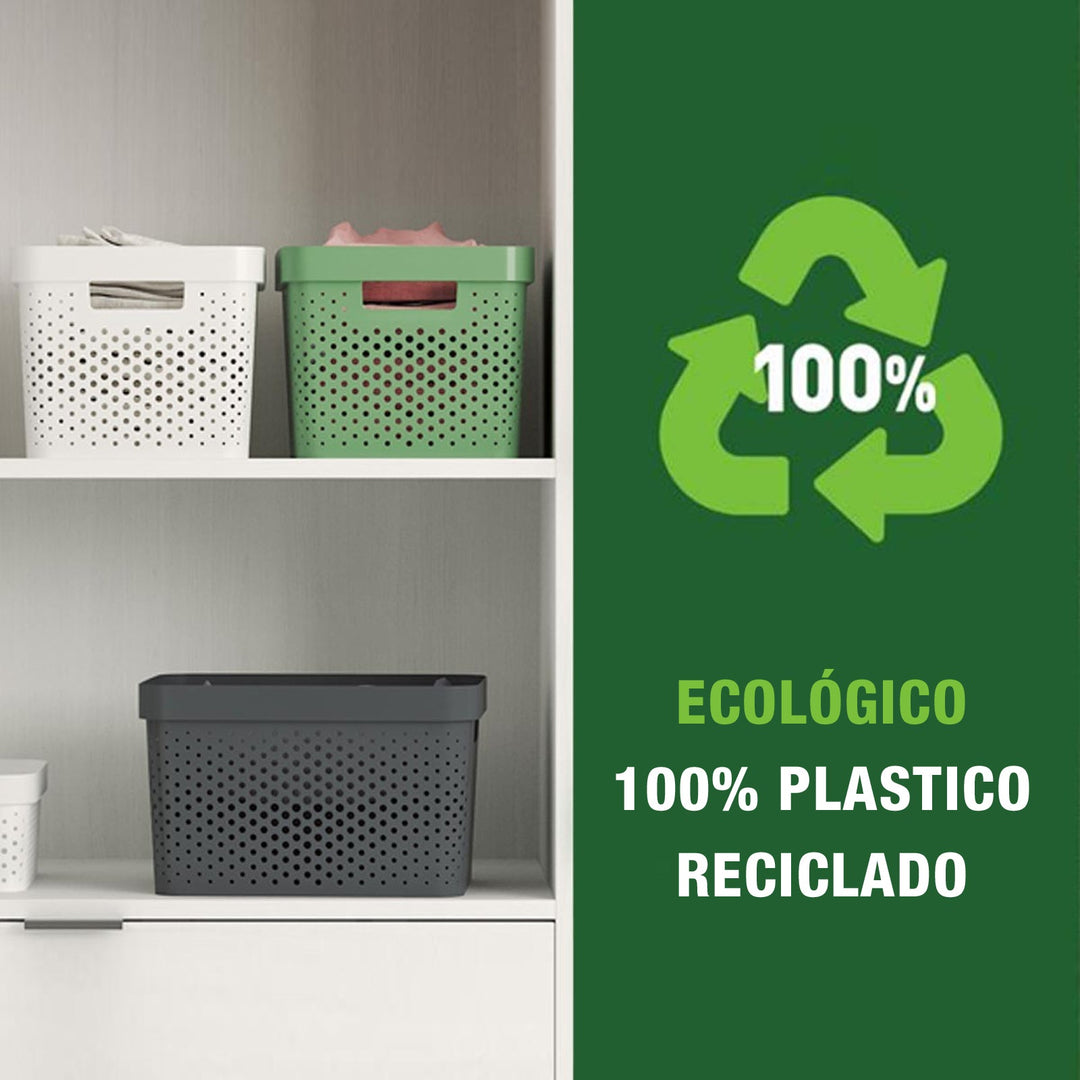 Curver Infinity - Cesta Ordenación Rectangular 11L en Plástico 100% Reciclado