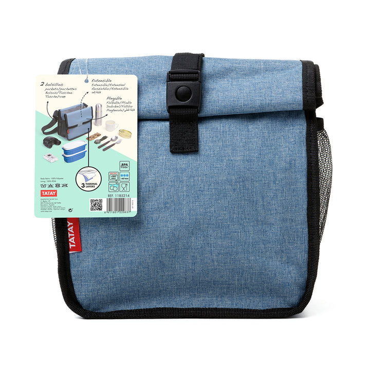 TATAY Urban Roll&Go -  Bolsa Térmica Enrollable 4.2L con Recipientes, Denim Blue