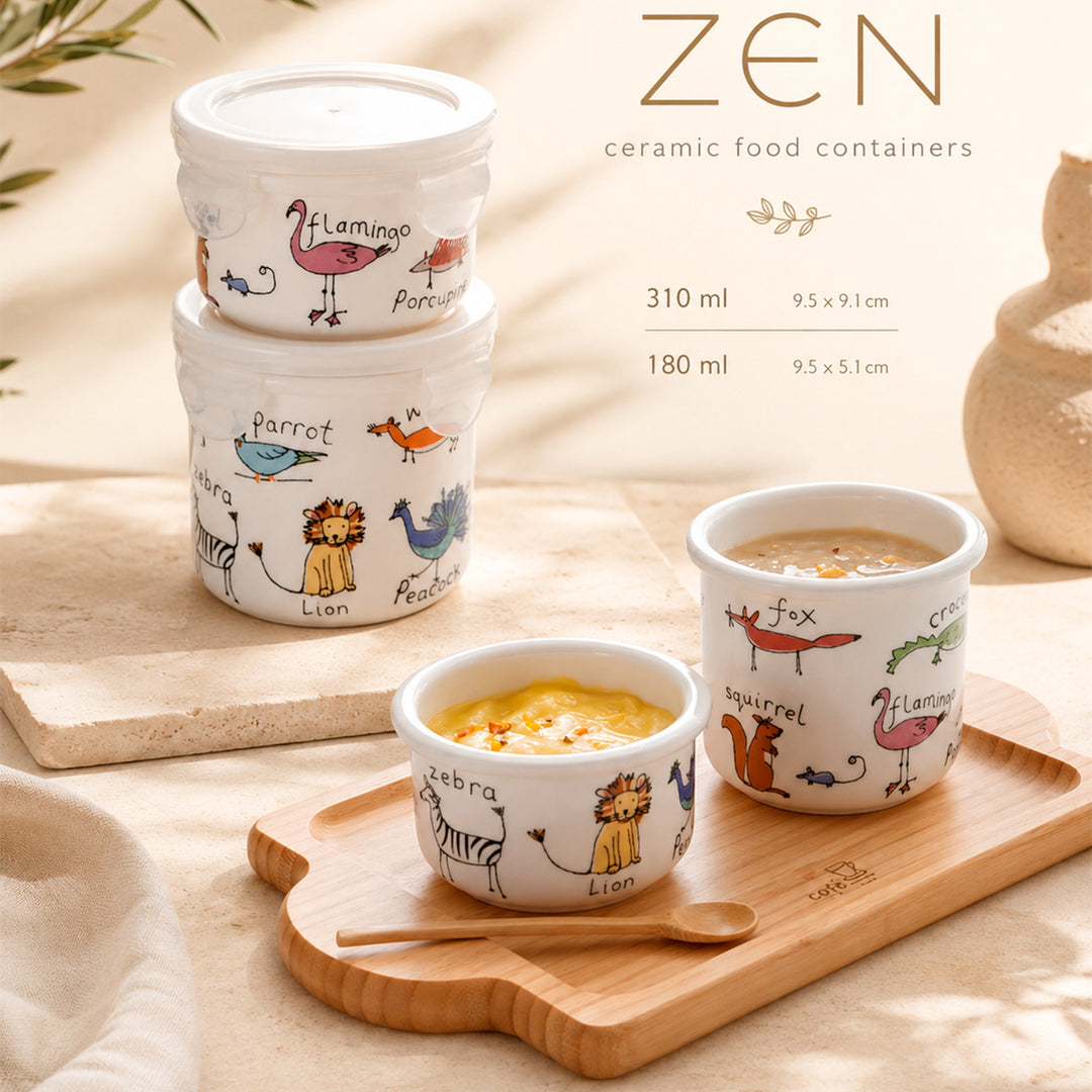 ZEN Baby - Lote de 2 Recipientes Redondos de Porcelana Premium. Diseño Rachel Barker