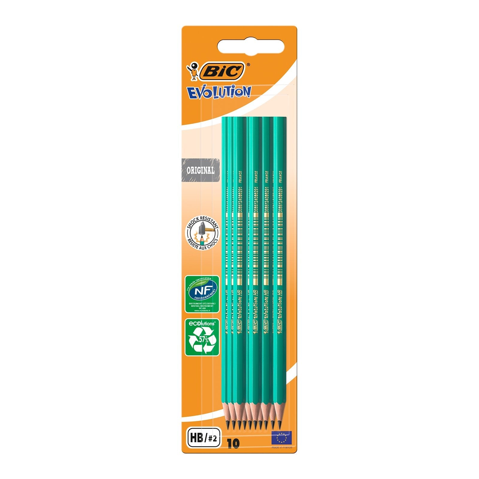 BIC 8902742 - Blíster con 10 Lápices Hexagonales de Grafito HB/2 EVOLUTION Original