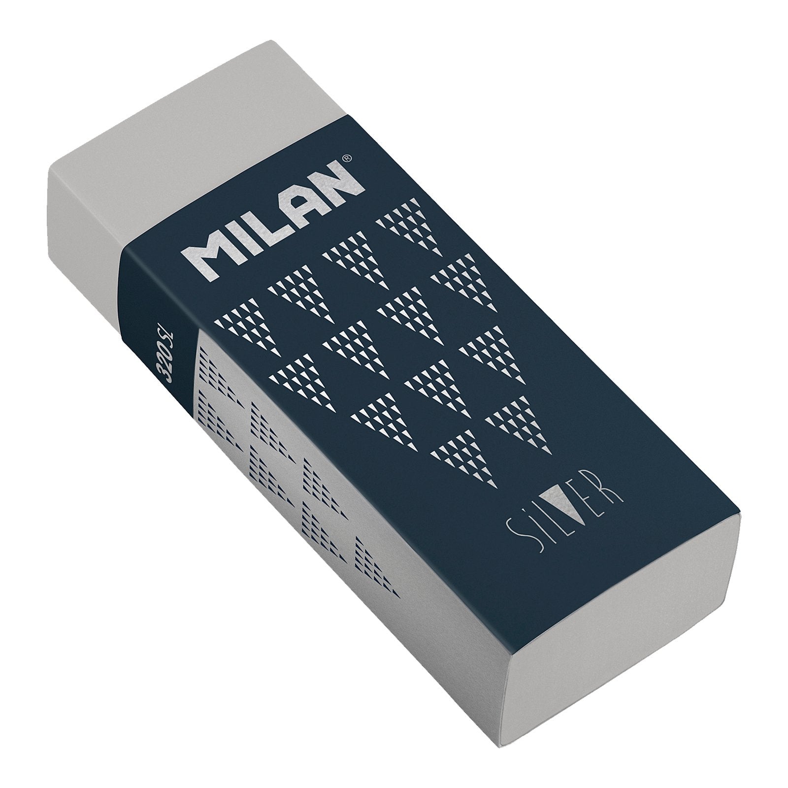 MILAN CPM320SL - Goma de Borrar Suave y Versátil Tipo Nata® 320, Edición Silver