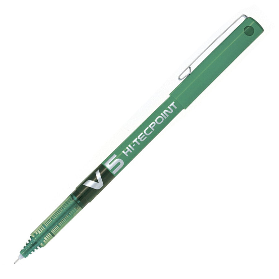Bolígrafo Roller Ball de Punta Extra Fina PILOT V5 HI-TECPOINT 0.5 mm, Tinta Gel Verde