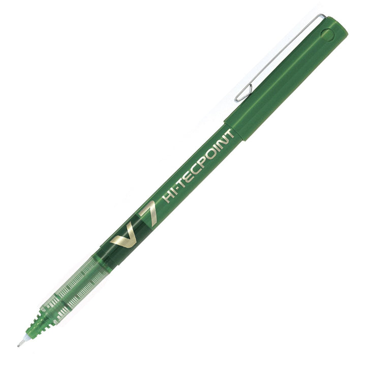 Bolígrafo Roller Ball de Punta Fina PILOT V7 HI-TECPOINT 0.7 mm, Tinta Líquida Verde