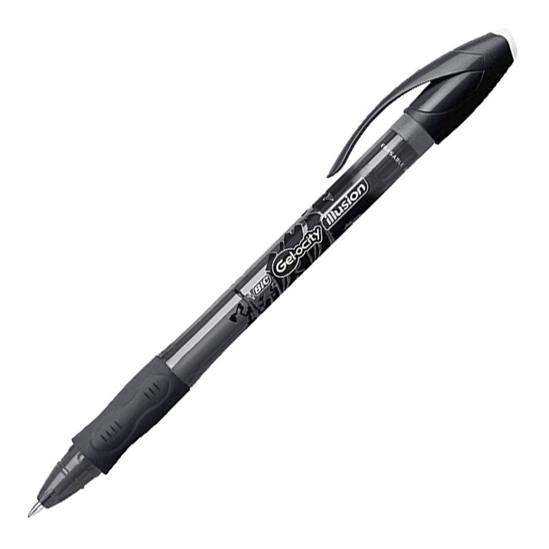BIC Gel-ocity Illusion - Bolígrafo Borrable y Recargable de 0.7mm con Grip. Tinta del Gel. Negro