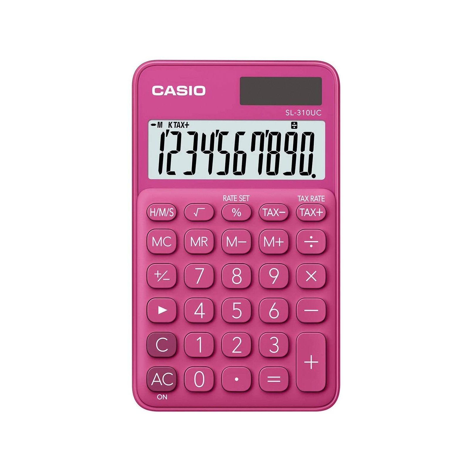 CASIO SL-310UC-PK - Calculadora de Bolsillo 10 Dig. con Estuche, Solar y Batería. Rosa