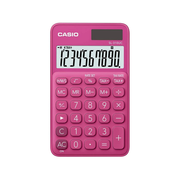 CASIO SL-310UC-PK - Calculadora de Bolsillo 10 Dig. con Estuche, Solar y Batería. Rosa