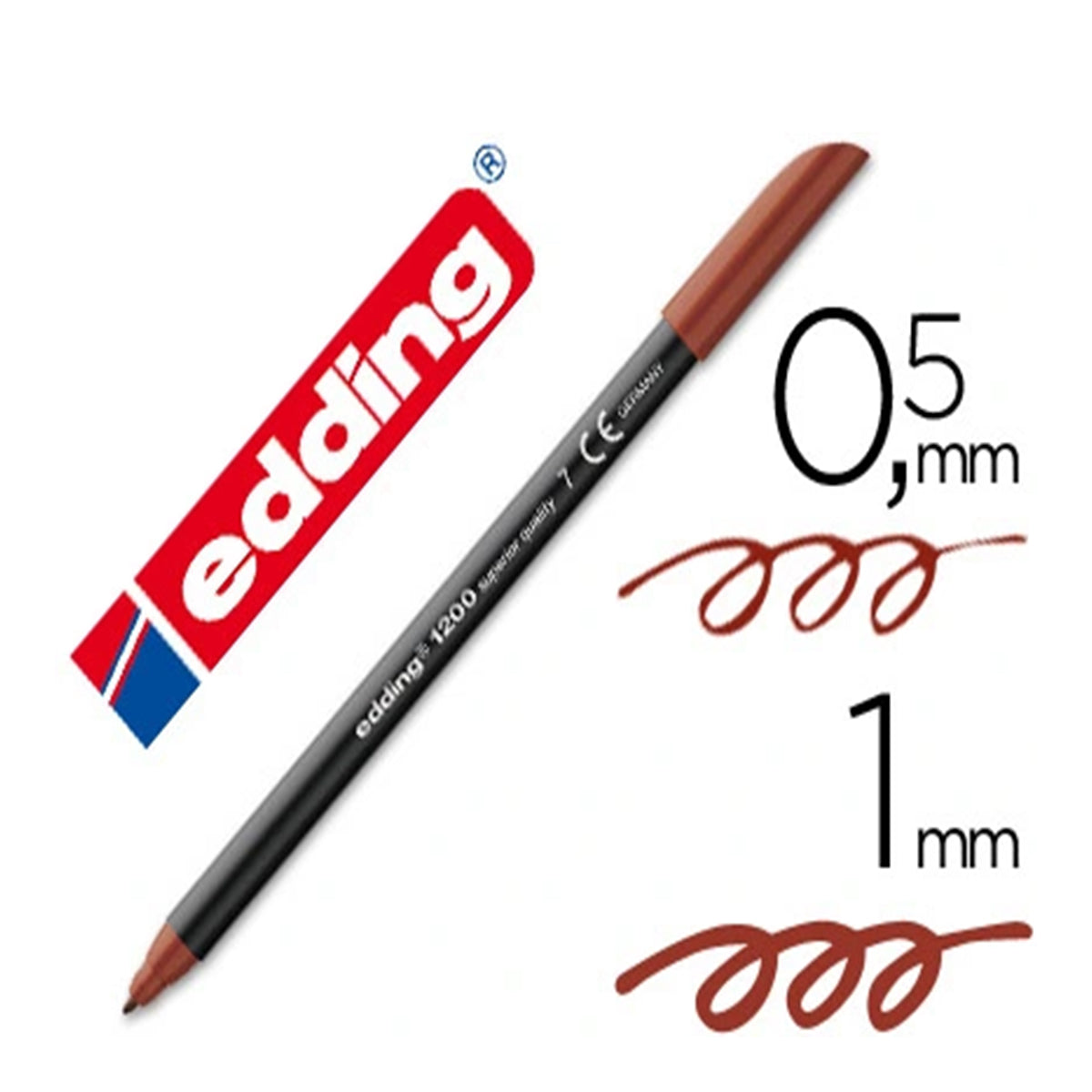 Edding 1200 - Rotulador de Fibra con Punta Redonda de 0.5 mm. Marrón