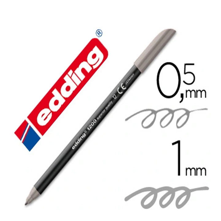 Edding 1200 - Rotulador de Fibra con Punta Redonda N.11 de 0.5 mm. Gris