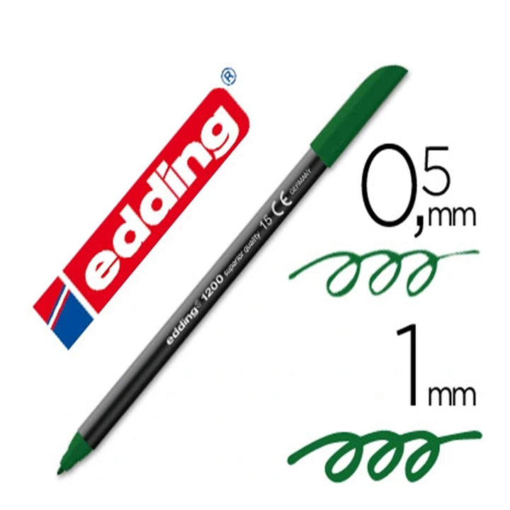 Edding 1200 - Rotulador de Fibra con Punta Redonda de 0.5 mm. Verde Oliva