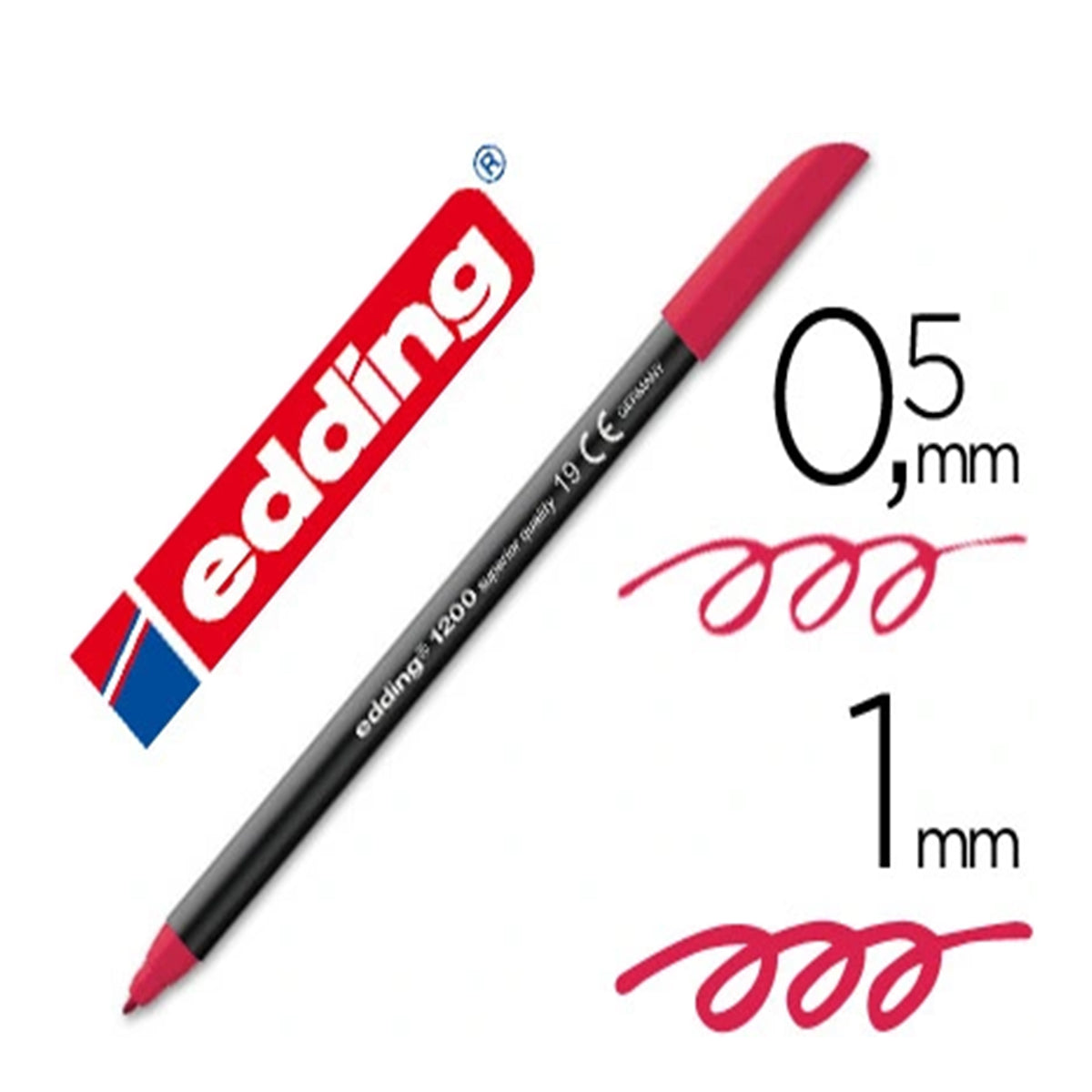 Edding 1200 - Rotulador de Fibra con Punta Redonda de 0.5 mm. Carmin