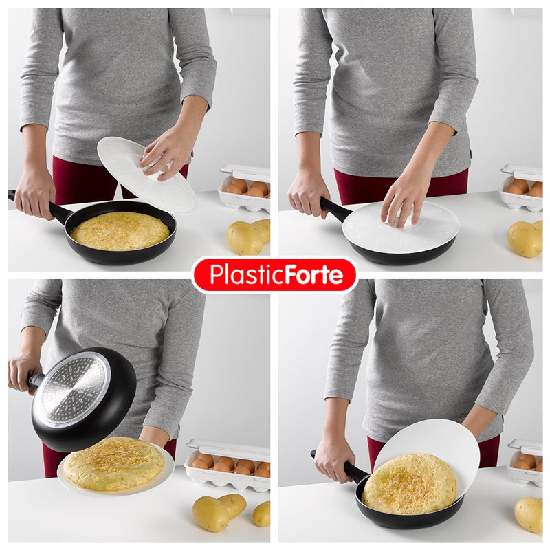 Plastic Forte - Juego de 2 Tapas Gira Tortillas en Plástico con Agarre Central. Turquesa