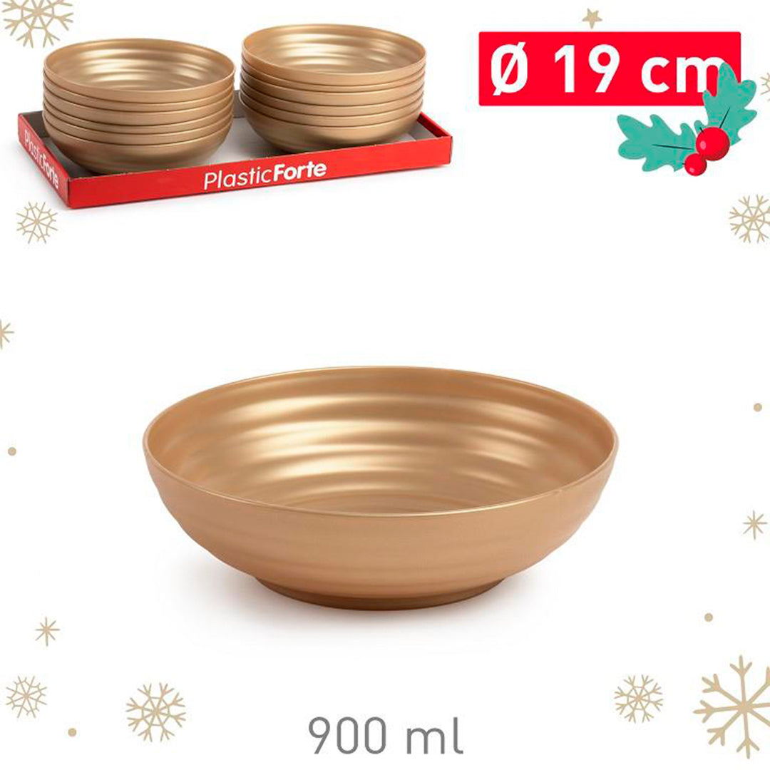 Plastic Forte - Plato Classic Hondo 19 cm Reutilizable. Ideal Fiestas. Oro