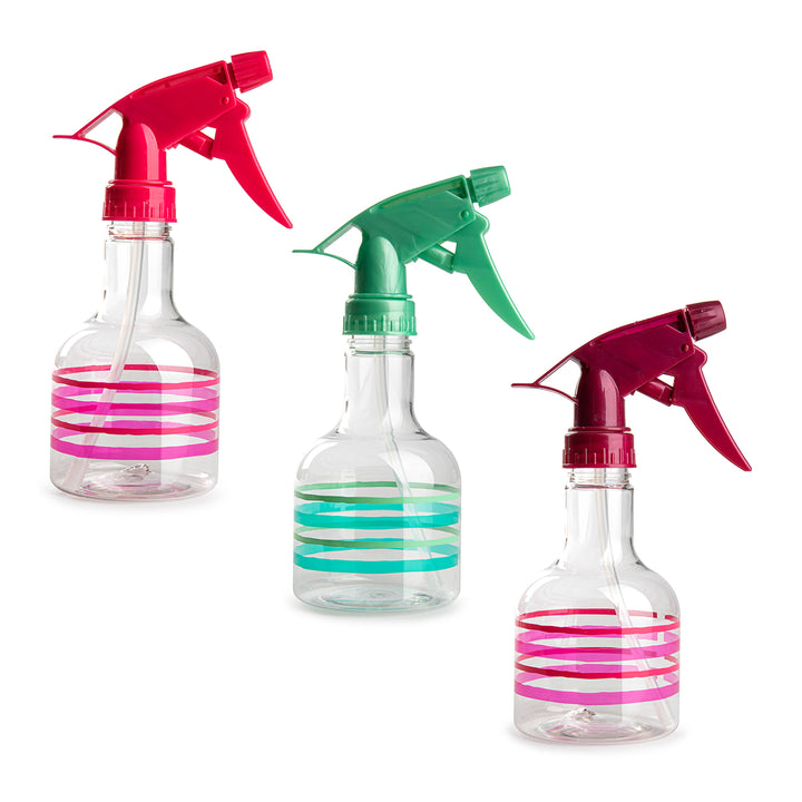 Plastic Forte - Juego de 3 Botellas Pulverizadoras a Rayas Nº 10 de 250 ml. Fucsia, Morado y Verde